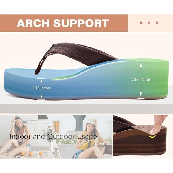 🆕 Women’s Brown Platform Sandals | Comfy Arch Support | Vegan Leather - Picture 5 of 7